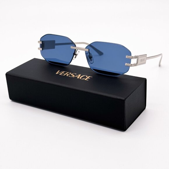 NEW VERSACE VE2274 1000/80 WOMEN SUNGLASSES MOD 2274 1000/80 BLUE VE2274 100080 - Picture 1 of 9